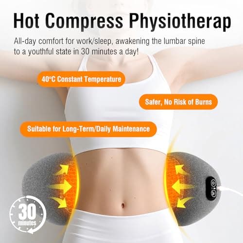 3-in-1 Electric Lumbar Support Pillow with Heat & Massage, Ergonomic Memory Foam Lower Back Massager for Pain Relief Deep Tissue, Smart Air Lift Technology, Ideal for Car/Bed/Sleeping/Office Chair - Thumbnail 4