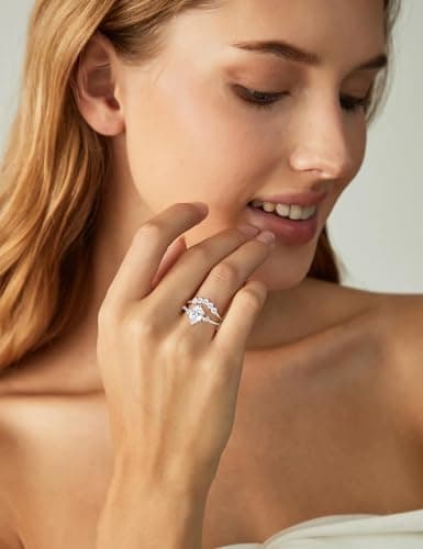 EAMTI Moissanite Wedding Bands for Women 5 Stone Eternity Bands Rings D Color VVS1 Clarity 925 Sterling Silver Anniversary Moissanite Stackable Engagement Curved Rings for Women Size 7.5 - Thumbnail 5