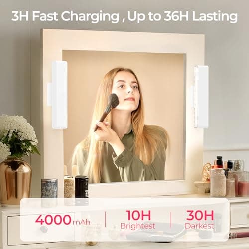 Wireless Vanity Light for Mirror - 4000mAh Rechargeable Stick On Makeup Light with CCT Modes & Dimmable Brightness, Cordless Lamp for Mirror, Vanity, Bathroom, Renter Friendly Gifts for Women - Thumbnail 3