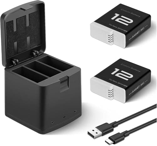 Topwowe 2-Packs 1800mAh Batteries for GoPro Hero 12 with 3 Channel Battery Charging Station Compatible with GoPro Hero 12, 11, 10, 9 Black Camera (2 Batteries & 1 Battery Charger) - Image 1