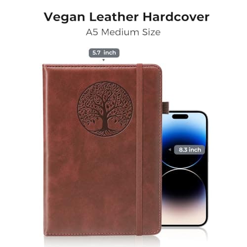 BIYUNRO Lined Journal Notebook for Women & Men, Hardcover Leather Journals for Writing, Diary, Journaling, Bible, Work & Travel, A5 (Brown) - Thumbnail 5