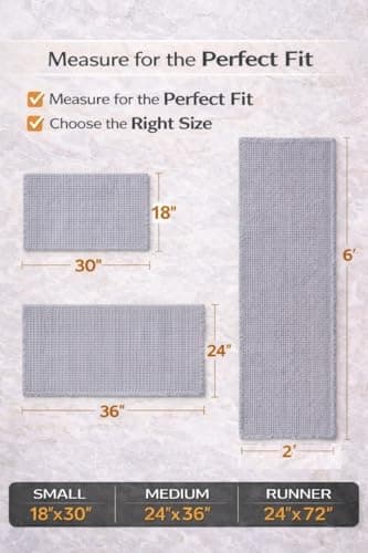 SHIMOH Waffle Bath Mat, Super Absorbent Non-Slip Bath Mats for Bathroom Floor, Machine Washable Bathroom Rugs with Tassels, Rubber Backed Bathroom Mats, Ultra Soft. (Light Gray, 2' X 6') - Thumbnail 2