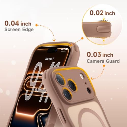 XWZ for iPhone 17 Pro Case for Women Girls,【Compatible with MagSafe】,【Camera Control】,【Full Camera Protection】, Cute Wave Magnetic Phone Case for iPhone 17 Pro,Brown - Thumbnail 4