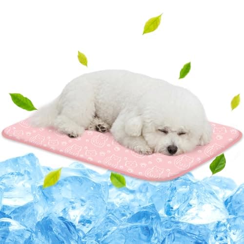 NWK Pack of 4 Pet Cooling Mat -Q-Max>0.345 Ice Silk Cooling Mat for Dogs & Cats Portable & Washable Pet Cooling Blanket, Car Seats, Beds for Summer (4pcs, Pink Cat, 27'' X 20'' X 0.3'') - Image 1