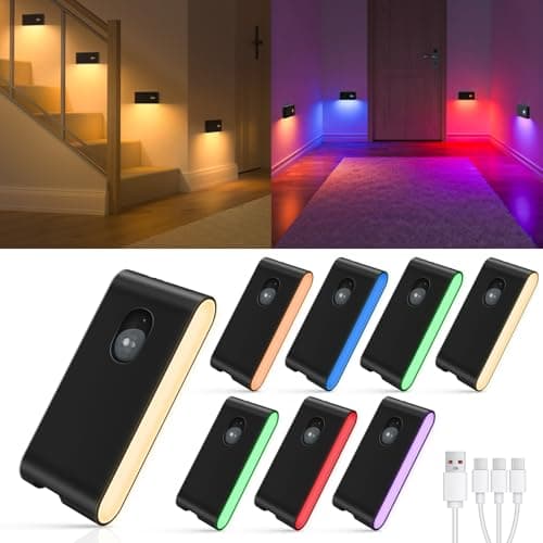 WILLED Rechargeable Motion Sensor Night Light,Stair Lights Indoor RGB & Warm White,Wireless Motion Sensor Lights Indoor for Stair,Bathroom,Hallway,Kitchen,Closet,Cabinet,Bedroom,Kids' Room - Image 1