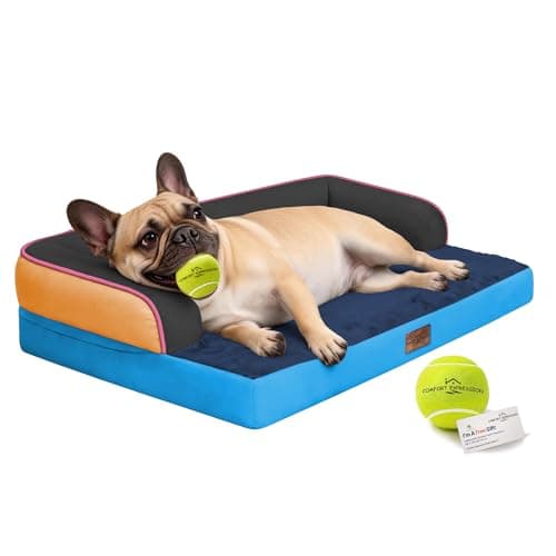 Comfort Expression Memory Foam Large Dog Bed Washable - Waterproof Orthopedic Dog Beds Pet Couch Memory Foam Sofa Bolster with Removable Cover - 36 x 27