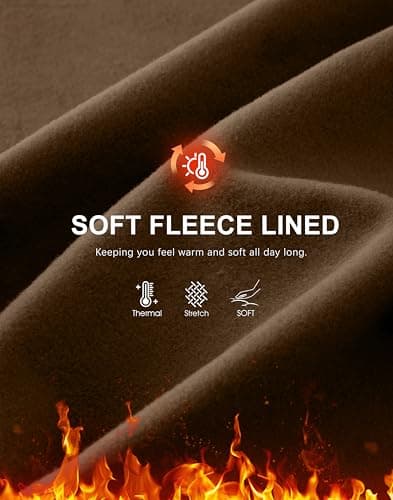 G Gradual Men's Fleece Joggers with Zipper Pockets Winter Warm Pants Water Resistant Athletic Workout Gym Sweatpants for Men(Brown,L) - Thumbnail 5