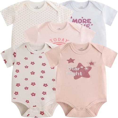 Baby Newborn Layette 10-Piece Set Cotton Bodysuits Short Sleeve Pants Sets Rainbow Stars Printed for Baby Boys Girls Toddler Unisex Baby Gift Sets for 6 9 Months - Thumbnail 3