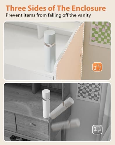 Favoduerme Small Makeup Vanity Desk for Girls with Lighted Mirror, 26.5” W Dressing Table with 2 Drawers and Power Outlet, 3 Light Modes & Adjustable Brightness, Vanity Table for Women Bedroom, White - Thumbnail 6