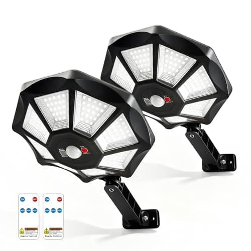 Solar Street Lights Outdoor Waterproof，IP65 Outdoor Solar Lights Dusk to Dawn，168 LED Flood Motion Sensor for Parks Courtyards, 2 Pack - Image 1