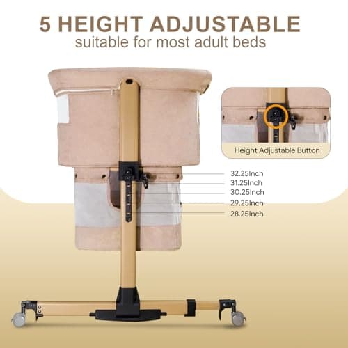 cutebeams Baby Bassinet, 4 in 1 Stable Bedside Bassinet for Baby - Thumbnail 5