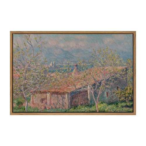 DAJONART Large Vintage Floating Framed Wall Art for Bedroom Living Room Office, Rustic Landscape Canvas Prints Gardener’s House Antibes, Antique Framed Christmas Wall Decor for Farmhouse Rustic Home, 16"x24" - Image 1