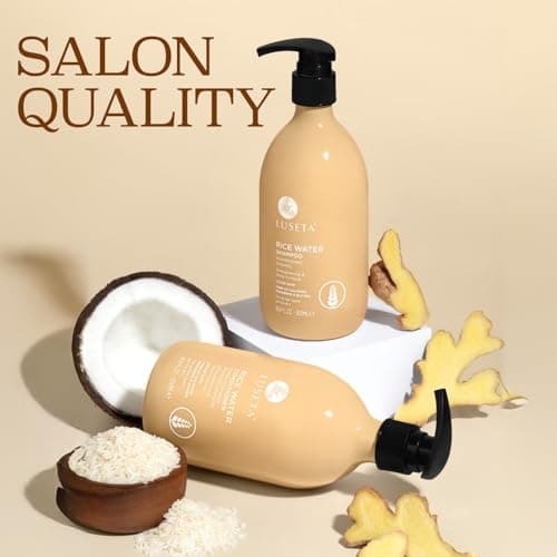 Luseta Rice Water Shampoo and conditioner Set Strengthening & Nourishing Revitalizes Shine for All Hair Types Hydrating & Frizz Control for Women and Men 16.9oz*2 - Thumbnail 6