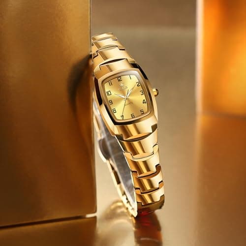 OLEVS Gold Watches for Women Luxury Vintage Square Small Women's Watches Waterproof Stainless Steel Dainty Ladies Watch Fashion Dress Simple Analog Quartz Rectangular Wrist Watch Reloj para Mujer - Thumbnail 3