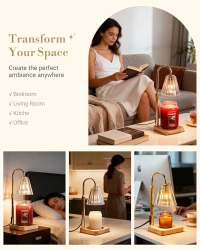 Marycele Candle Warmer Lamp with Timer & Dimmer - Valentines Day Gifts for Women Her Mom, Aesthetic Valentines Decor, Adjustable Height Wax Melter for Large Jar & 3-Wick Candles (2 Bulbs Included) - Thumbnail 6