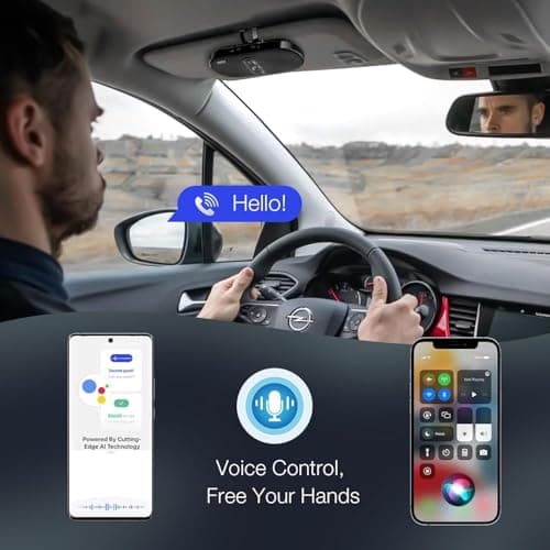Sunitec Bluetooth Car Speaker Phone: Hands Free Calling Kits 6W in car Speakerphone for Safe Driving - Support Siri Google Assistant Voice Calls/Motion Auto ON Off - BC990P - Thumbnail 3