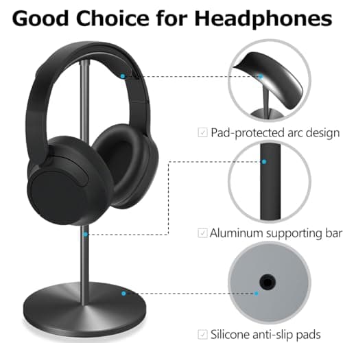 Cyfromt Headphone for Desk Hanger Holder Organizer Keeper Racks Storage Mount Gaming Headset Stand Premium Functional Craftmanship Headset Stand (Metal) - Thumbnail 5