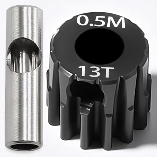 0.5M Pinion Gear 13T Hardened Steel 3.175mm Bore with 2.3mm Adapter, Precision Motor Gear for ARRMA 1/14 Typhon 1/16 Mojave 1/18 Granite, Losi 1/12, 0.5Mod Gear 13T-27T for HOBBYWING Motors - Image 1