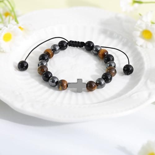 BAYLAY Easter Gifts for Teen Boys Men - Easter Basket Essentials Stuffers Fillers for Teens Boys Cross Bracelet for Boy Religious Christian Gift - Thumbnail 4