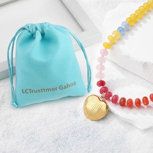 LCTrusttmor Gahna Colorful Boho Beaded Necklace for Women, Shell-Shaped Multilayer Gemstone Choker Jewelry, 18K Gold Plated Natural Stone Beach Surfer Necklace - Thumbnail 3