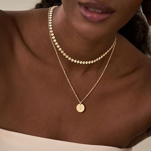 BENEIGE Initial Necklace for Women 14K Gold Plated Letter Pendant Necklaces Dainty Gold Layered Necklace Jewelry For Women - Thumbnail 2