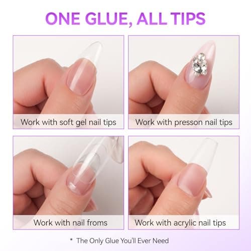 Gelike EC 6 in 1 Nail Glue Gel: 2 Pcs Gel Nail Polish for Press on Nails - Nail Glue Strong Easy and Long Last for False Acrylic Tip - Base Coat for Salon Home Polish - Thumbnail 5