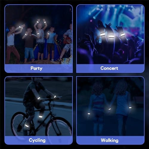 esonstyle 6 PCS LED Slap Bracelets, White LED Light Up Bracelets for Kids, LED Wristbands for Kids Walking, Running, Concerts, Camping - Thumbnail 4