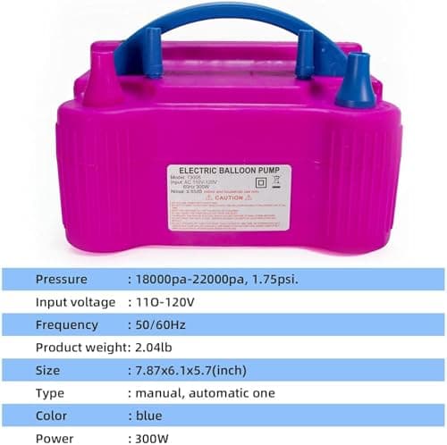 XBllcyiv Balloon Pump Electric,110V 600W Balloon Blower Inflator Dual Nozzle Air Pump Balloons Inflator for Decoration, Party, Sport,Gifts:2 Balloon Tying Tools (Blue) - Thumbnail 3
