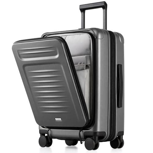 Coolife Carry On Luggage Suitcase : 22x14x9 Airline Approved Travel Luggage with Spinner Wheels, Front Pocket Expandable Hardshell Suitcases with TSA Lock Grey - Image 1