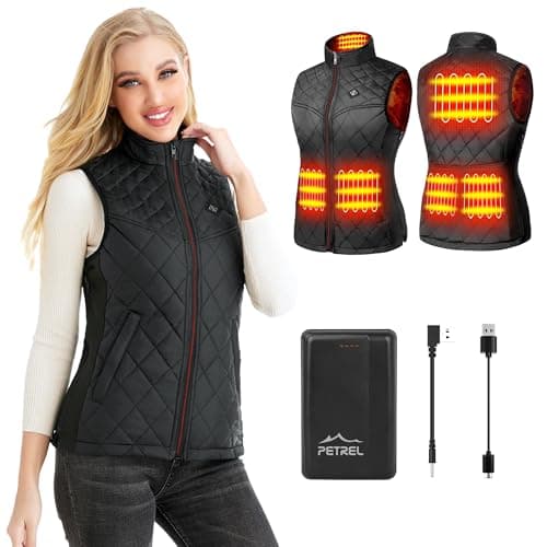 PETREL Heated Vest for Women with Battery Pack, Included 5V 16000mAh, Electric Rechargeable Heated Coat, Lightweight heated jackets for women with 3 Heating Levels, Heating Vest for Hunting & Cycling - Image 1
