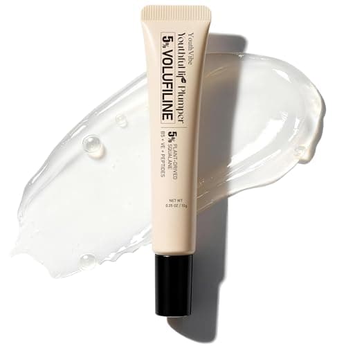 YouthVibe 5% Volufiline Lip Serum & Gloss, Hydrating Lip Care with Shea Butter, Collagen, Peptide & PDRN - Fuller-Looking Lips Over Time, No Burning or Tingling, Non-Sticky Essence - Clear