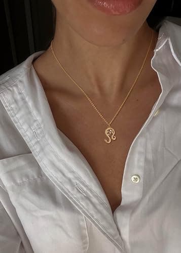 Valloey Rover Gold Necklace for Women 14K Gold Plated Cubic Zirconia Snake Pendant Neckalce Simple Dainty Cable Chain Necklace Jewelry Gift for Women - Thumbnail 3