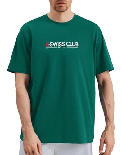 K-Swiss Men's Classic Sportswear T-Shirt - Ultra Soft Short Sleeve Crewneck T-Shirts with Graphic for Tennis Golf Gym Casual - Green S - Image 1