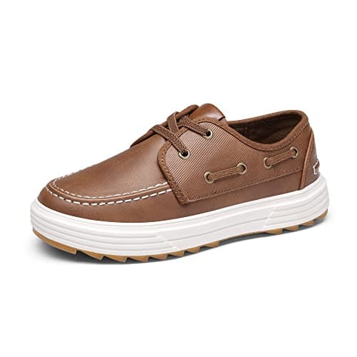 Bruno Marc Boys Boat Shoes, Classic Moccasin Toe, Slip-Resistant Outsole, Cushioned Comfort, Easy Slip-On with Elastic Laces, Casual School Daily Wear, Size 12 Little Kid,Brown,SBLS2336K - Image 1