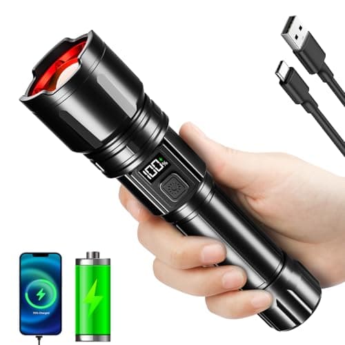 Hriovs Rechargeable LED Flashlight 99000 High Lumens, Powerful Tactical Flashlights with 6 Modes, IPX7 Waterproof, Zoomable, Super Bright for Home Outdoor Emergency Camping - Image 1