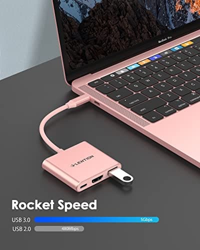 LENTION USB C to HDMI Adapter, USB C 3.0 Hub with 4K HDMI to USB C Adapter HDMI Converter with 100W Charging Compatible with MacBook Pro 2025-2016, MacBook Neo/Surface/Chrome/iPad Pro/TV (Rose Gold) - Thumbnail 4