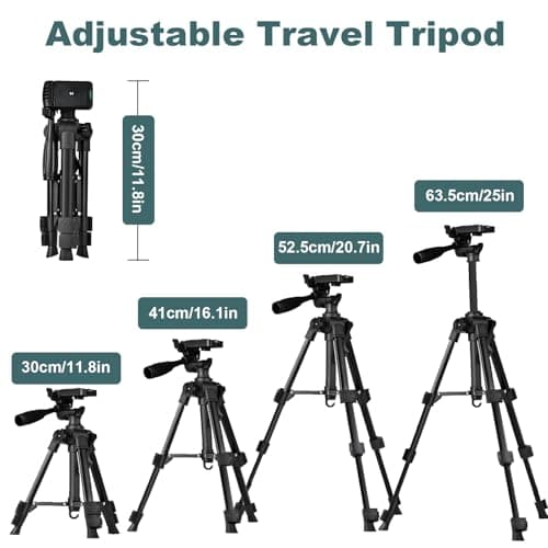 Small Tripod for Camera, Mini Tripod for Projector, Phone, DSLR, Laser Level, Portable Adjustable 11"-25" Height, 5 lbs Capacity, 360 Rotation, Includes Carry Bag and Phone Holder - Thumbnail 5