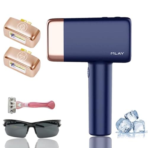 MLAY T14 Hair Removal Device, 0.5s/flash, 20J High Energy IPL Hair Removal Device with ice-Cooling System, 5 Energy Levels, Hair Removal Device Can Be Used All Over the Body +1*bikini HR + 1* Face HR