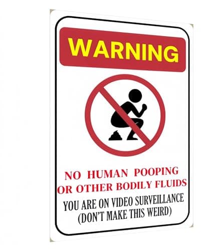 Carastora Humorous Surveillance Yard Sign - "No Human Waste or Bodily Fluids" Message - For Home or Business Security - UV Resistant, Weatherproof, Easy to Install, 12x8 in. - Image 1