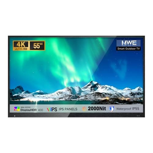 QIXZOCV MWE 55" Outdoor TV, Weatherproof Television, All-Weather Smart TV, 2000Nit Ultra-Bright 4K UHD, Voice Control, WebOS System, Perfect for Backyard, Poolside, Deck, RV & Outdoor Parties - Image 1