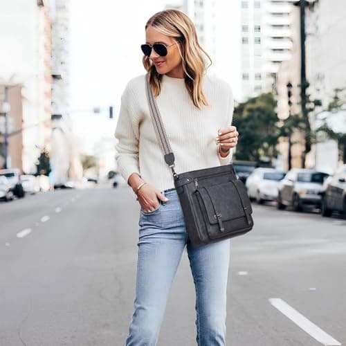 Roulens Crossbody Bags for Women,Multi Pocket Crossbody Purses Vegan Leather Shoulder Handbags Travel Purse Adjustable Strap - Thumbnail 2