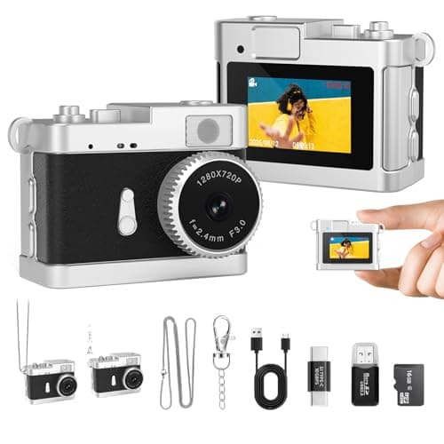 Keychain Camera, 16GB Mini Digital Camera with Built-in Flash & Retro Filters, Pocket Mini Camera for Travel, Vlogging, Bag Charm, Birthday Valentine Gifts - Image 1