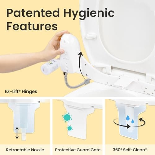 WHIFT 120 Bidet Single Nozzle, Built-In Deodorizing Spray, Non-Electric Bidet Attachment For Toilet Seat, Easy Slide-In Install, Cold Water, Rear Wash, LUXE Bidet (White) - Thumbnail 5