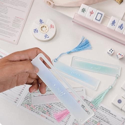 YKDIDKY 4 Pcs Mahjong Line Finders Marker, Frosted Acrylic Mahjong Card Reader Ruler Compatible with Mahj Cards, Accessories, Gift for Beginners - Thumbnail 5