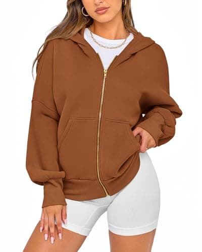 BTFBM Hoodies For Women Spring Clothing 2026 Long Sleeve Zip Up Fleece Fashion Sweatshirts Jacket Y2K Hoodie Fall Fashion(Brown, Large) - Thumbnail 6