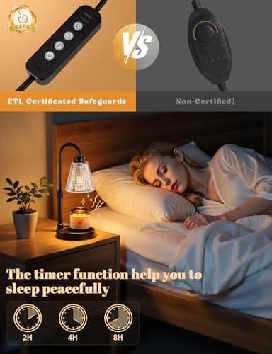 Innqoo Candle Warmer Lamp with Timer, Dimmable Candle Warmer for Jar Candles, Height Adjustable Wax Melts Warmer, Birthday Gifts for Women Mom, House Warming Gifts New Home Decor - Thumbnail 4