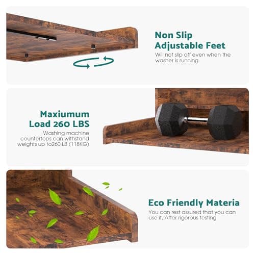 Washer Dryer Countertop, Laundry Countertop Over Washer And Dryer, Washer And Dryer Covers For The Top For Laundry Room Organization, Washer And Dryer Countertop Shelves (Oka Brown, 53.9*27.5*12) - Thumbnail 3