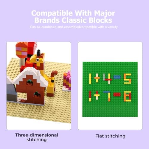 Etarnfly Classic Baseplates Building Plates-10" x 10" Building Boards,100% Compatible with All Major Brands and Activity Table, Creative Platforms Mats for Toy Bricks (Multicolored, 8 Pack) - Thumbnail 2
