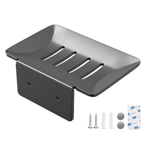 Aluminum Soap Holder - Space Aluminum Wall Mounted Soap Dish with Drainage for Shower Bathroom Kitchen Sink, Rustproof Bar Soap Tray, Screw & Adhesive Soap Holder - Image 1