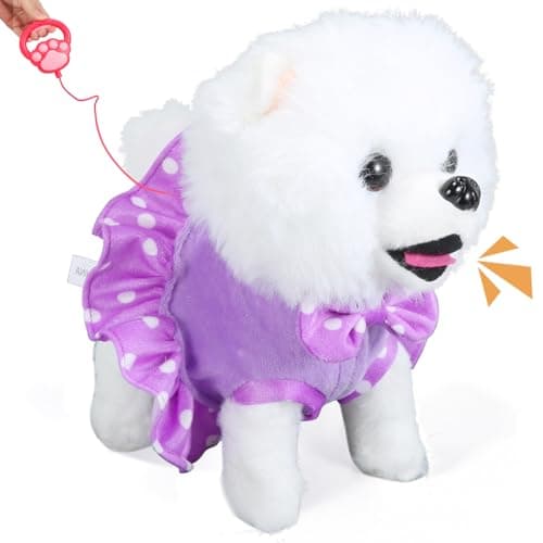 GOBRILLFUN Walking Dog Toy Remote Control, Walking and Barking Robot Dog, Electronic Plush Puppy Toy for Kids Age 3-6, Ideal Gift for Girls(Great Pyrenees)